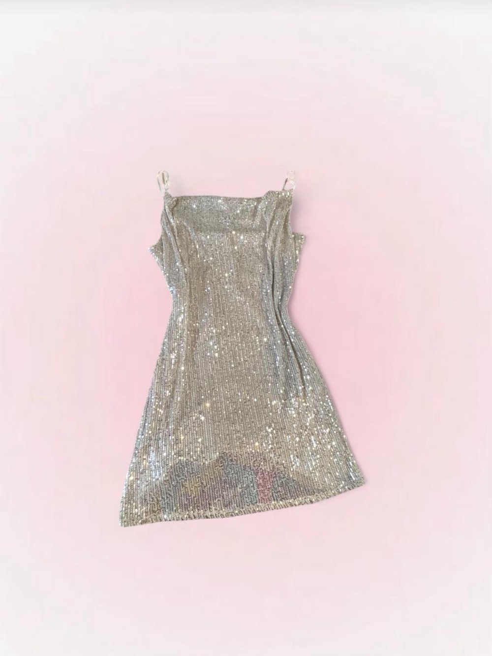 Pitaya Silver Sequin Mini Dress with Spaghetti Straps
